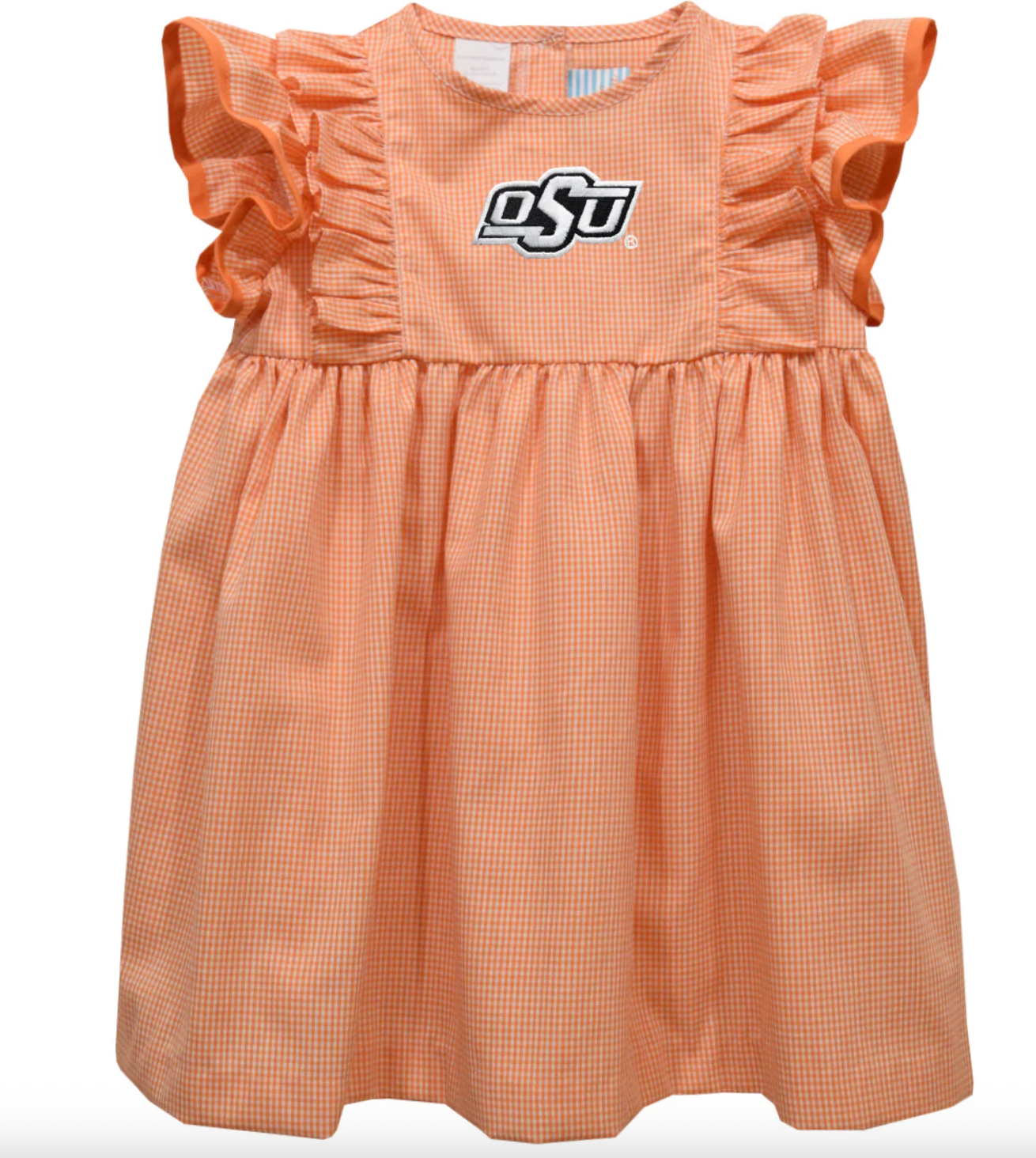 OSU Embroidered Orange Gingham Dress