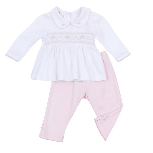 Lillian Smocked 2pc Pant Set - Pink