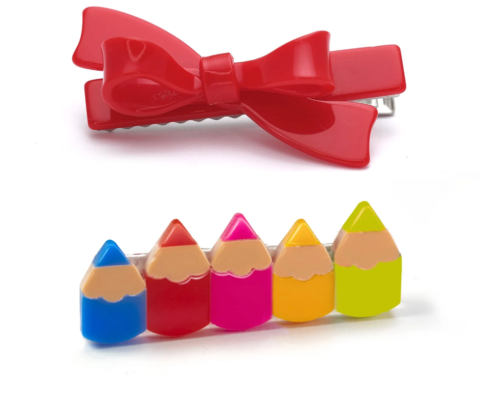Vibrant Pencils Bow Hair Clips