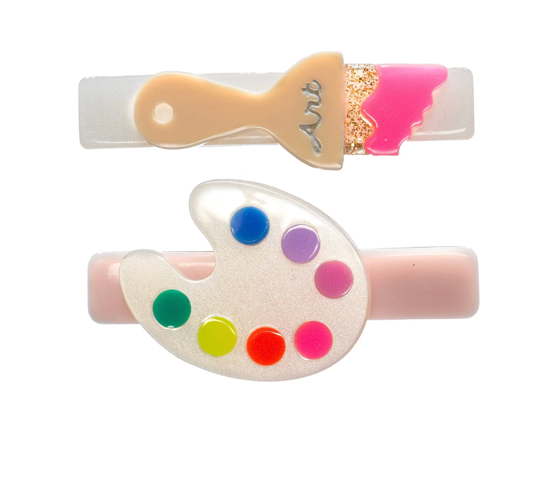 Neon Paintbrush Colors Hair Clips