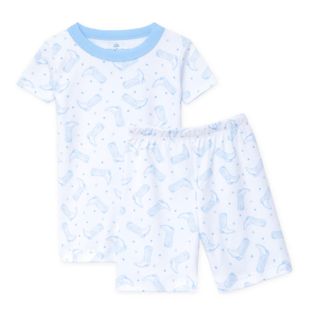 Darling Cowboy Boots Short Pajamas - Light Blue