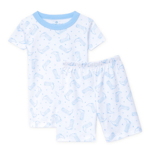 Darling Cowboy Boots Short Pajamas - Light Blue