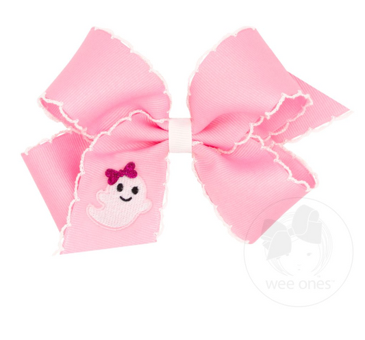Halloween Ghost Embroidery Moonstitch Hair Bow