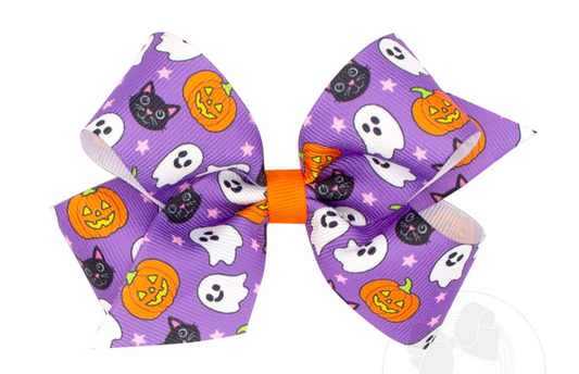 Medium Purple Halloween Print Hair Bow