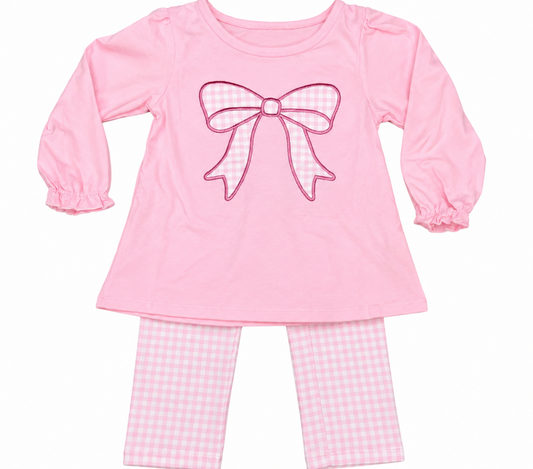 Bow Girl Pant Set - Pink