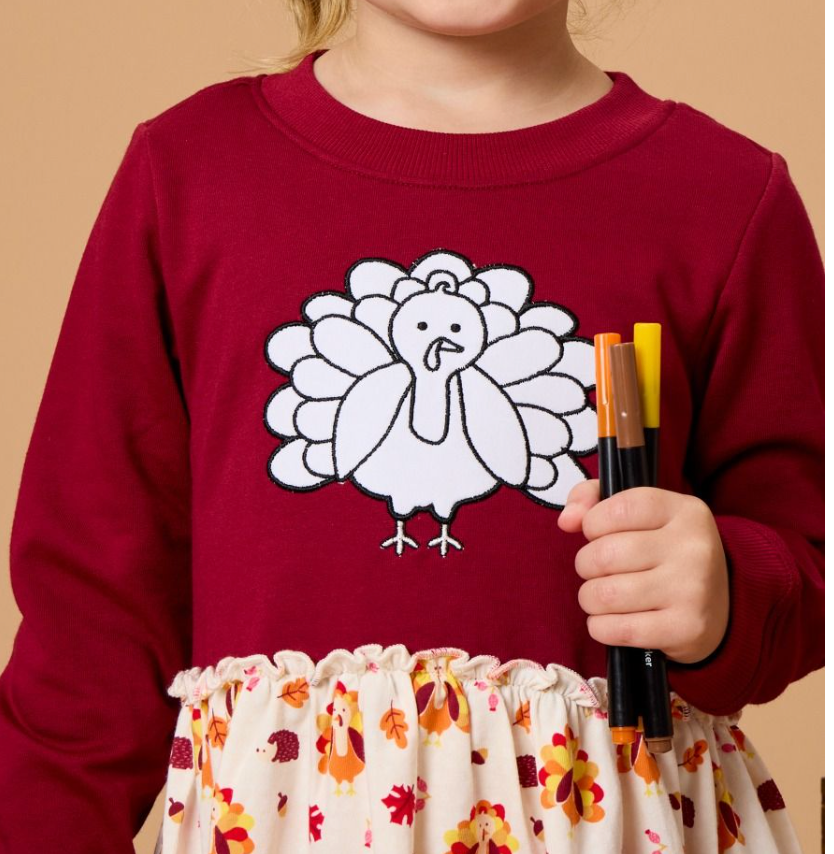 Gobble Gobble Dark Cherry Colorable Dress