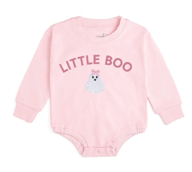 Little Boo Patch Halloween Long Sleeve Romper