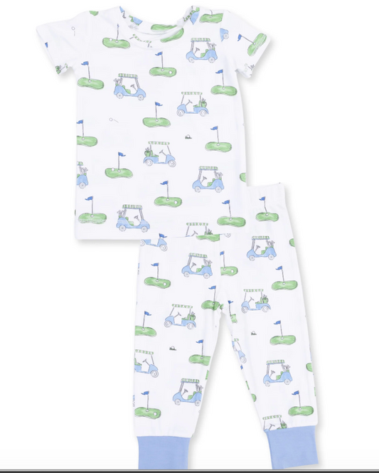 Golf Carts Blue  Short Sleeve Loungewear Set