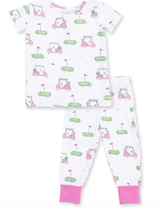 Golf Carts Pink  Short Sleeve Loungewear Set