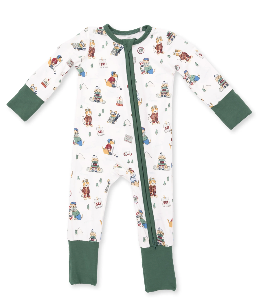 Winter Sports Dogs Green - Convertible Romper