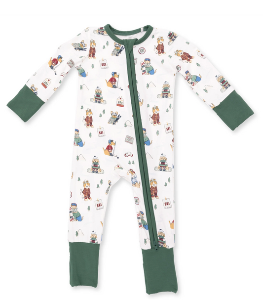 Winter Sports Dogs Green - Convertible Romper