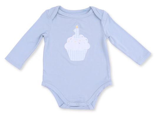 First Birthday - Blue Long Sleeve Bodysuit