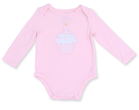 First Birthday - Pink Long Sleeve Bodysuit