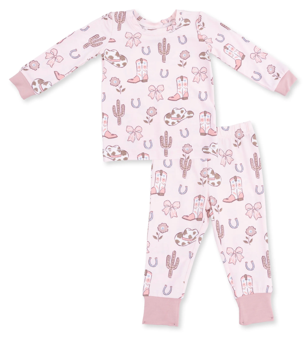 Cowgirl Boots and Bows - Long Sleeve Loungewear Set