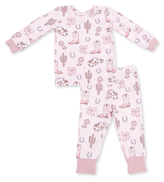 Cowgirl Boots and Bows - Long Sleeve Loungewear Set