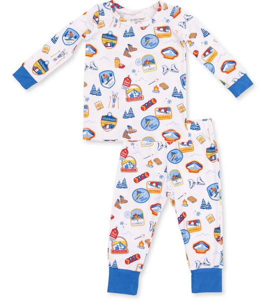 Vintage Ski Patches - Long Sleeve Loungewear Set