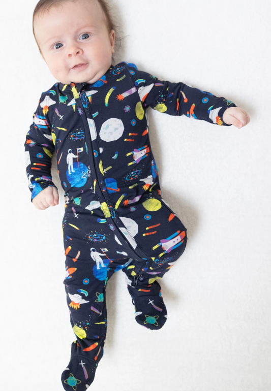 Astronaut and Rockets  2 Way Zipper Footie