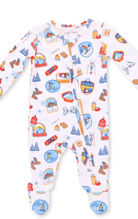Vintage Ski Patches  2 Way Zipper Footie