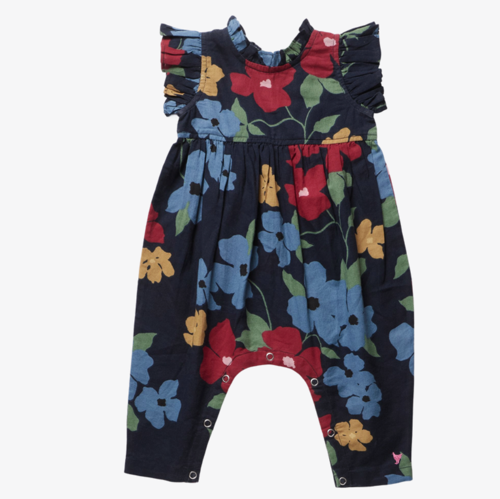 Baby Girls Navy Hibiscus Floral Jumper