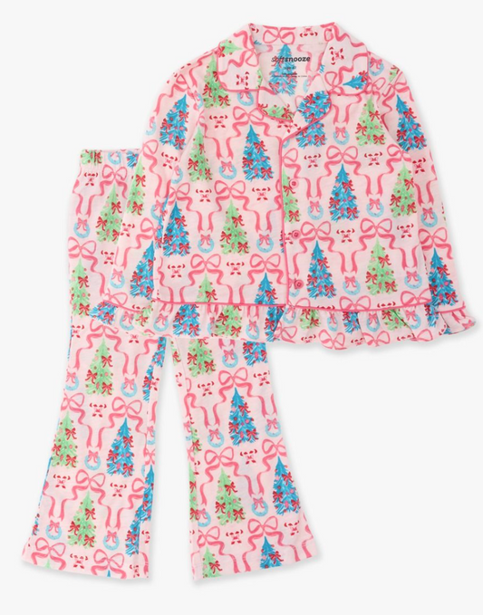 Merry & Bright Bows Ruffle Flare Pajama Set