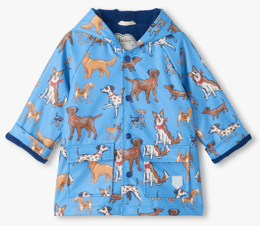 Blue Little Pups Snap Rain Coat
