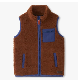 Boys Tortoise Shell Faux Sherpa Vest