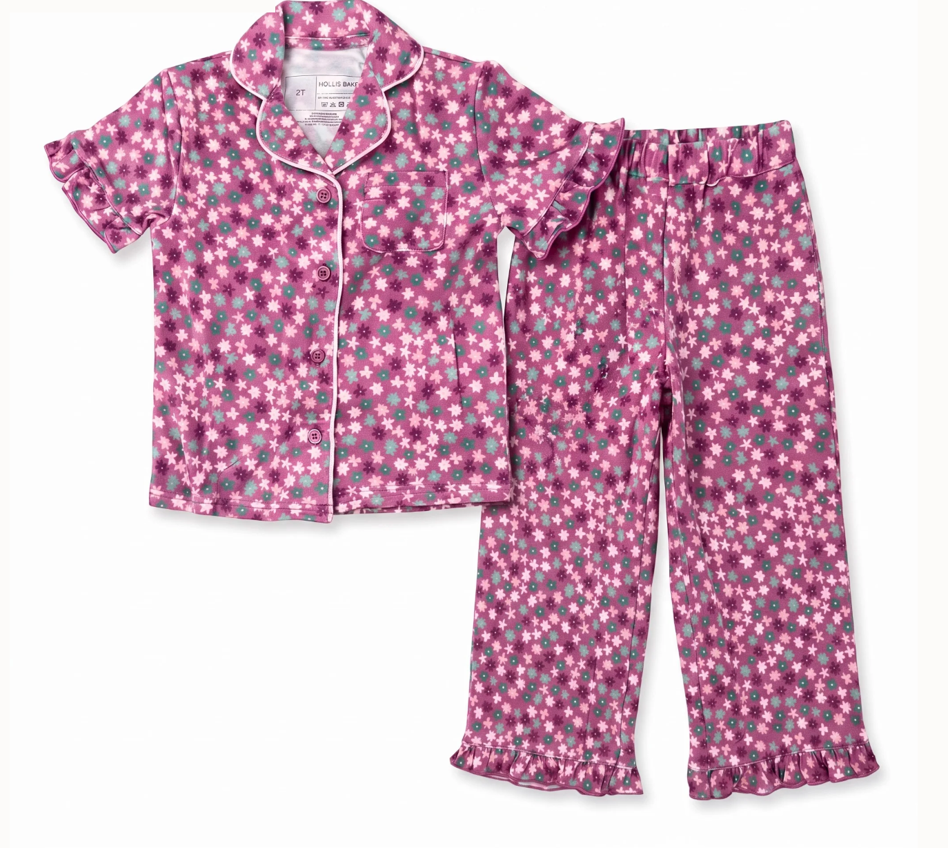 Ruffle Pant Set - Plum Ditsy Floral