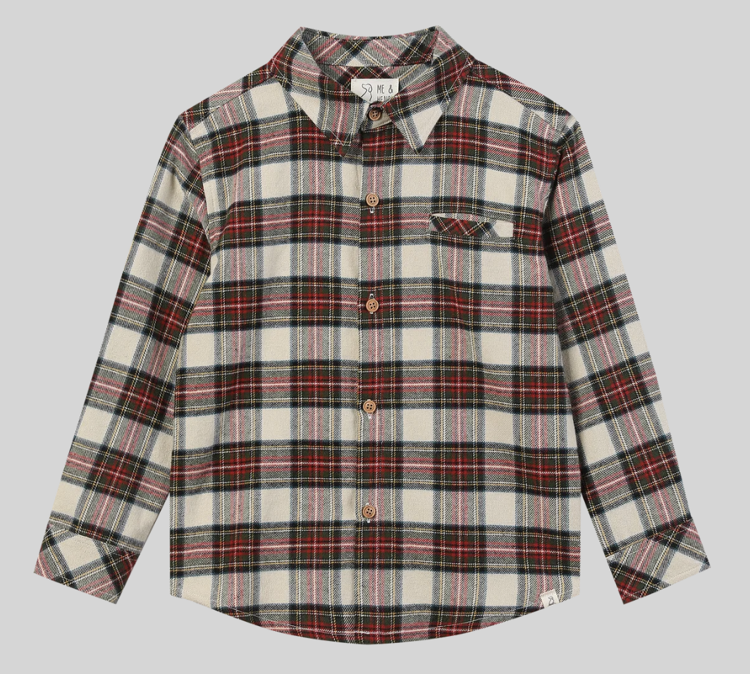 Atwood woven shirt cream/green plaid