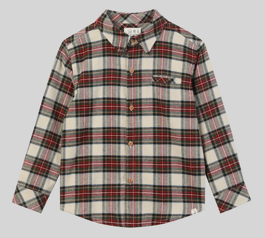 Atwood woven shirt cream/green plaid
