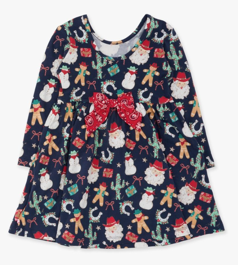 Giddy Up Santa Knit Long Sleeve Twirl Dress