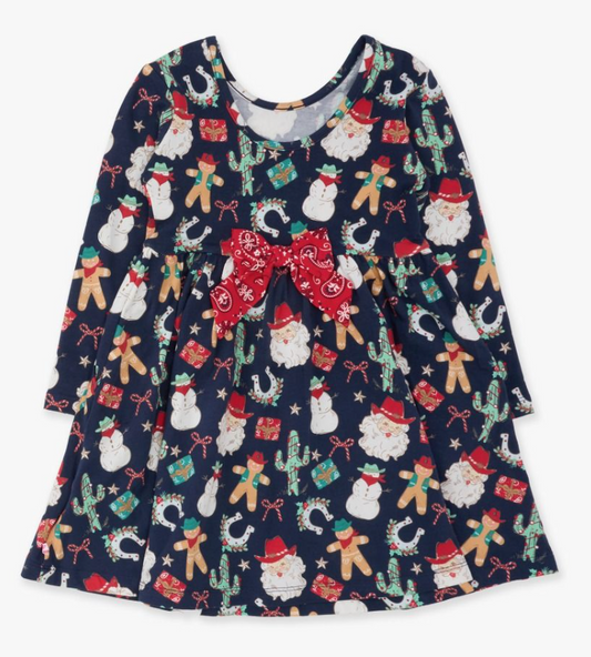 Giddy Up Santa Knit Long Sleeve Twirl Dress