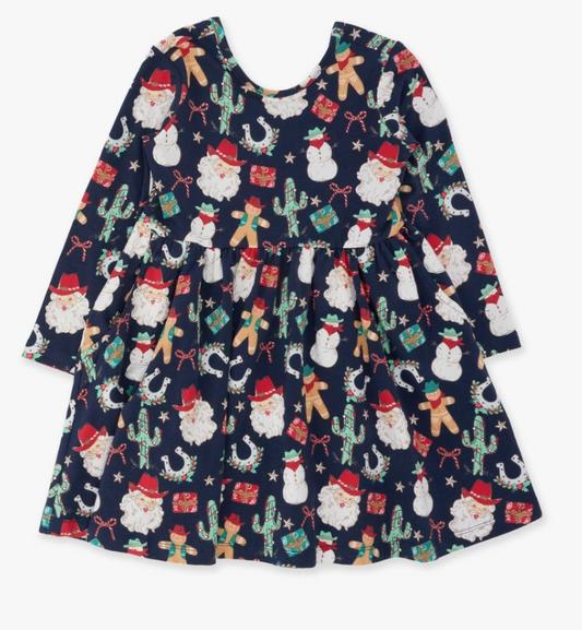 Giddy Up Santa Knit Long Sleeve Twirl Dress