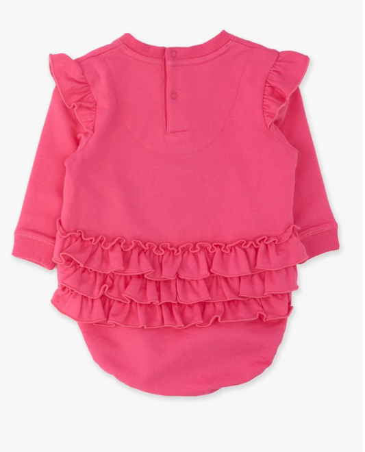 Christmas Tree Hot Pink Applique Sweatshirt Bubble Romper