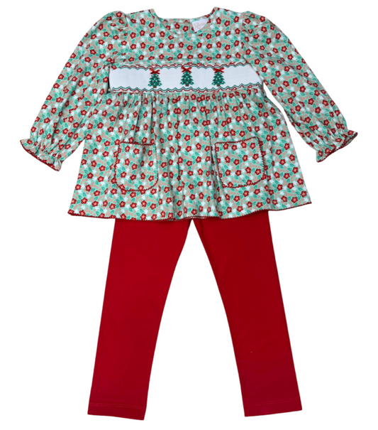 Christmas Tree Trio Smocked Legging Set