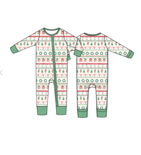 Gingerbread Faire Isle Green - Convertible Romper