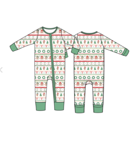 Gingerbread Faire Isle Green - Convertible Romper