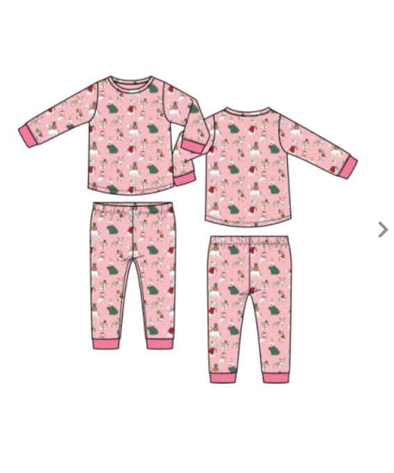 Christmas Dogs L/S Lounge Set - Pink