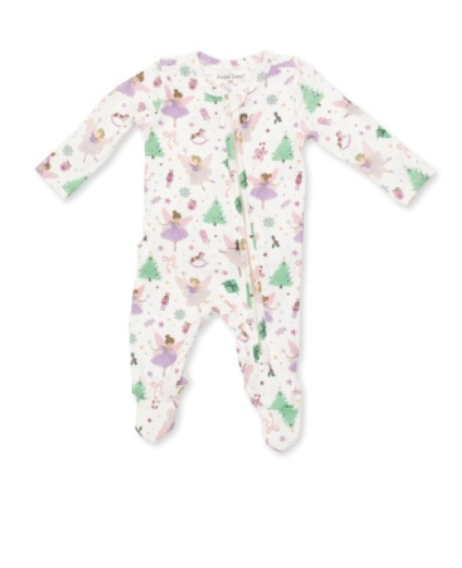 Ruffle Back Zipper Footie - Sugar Plum Fairies