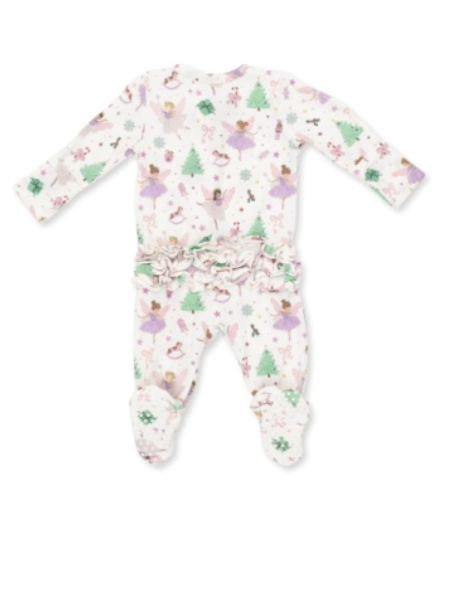 Ruffle Back Zipper Footie - Sugar Plum Fairies