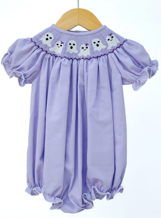 Purple Ghosts Smocked Helen Dress