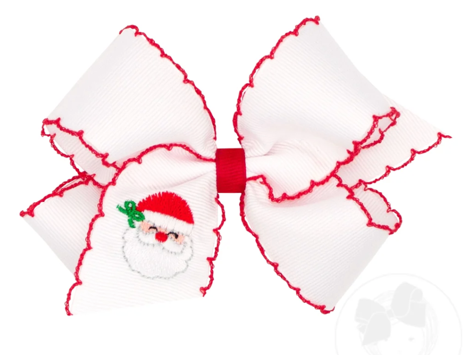 Medium Moonstitch Santa Embroidered Hair Bow