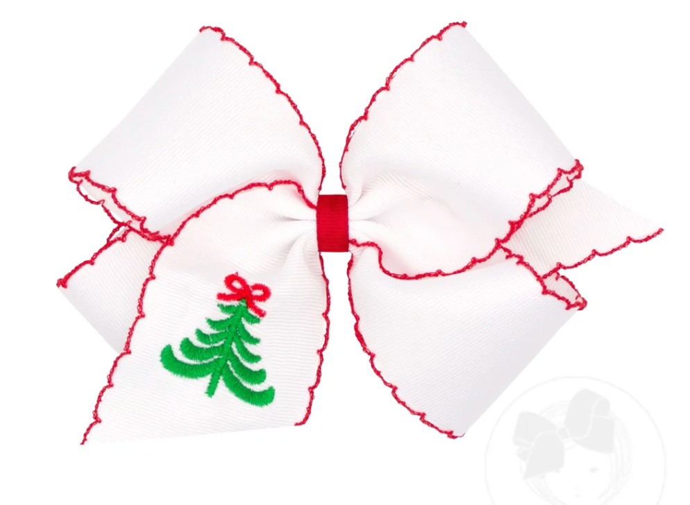 King Moonstitch Christmas Tree Embroidered Hair Bow