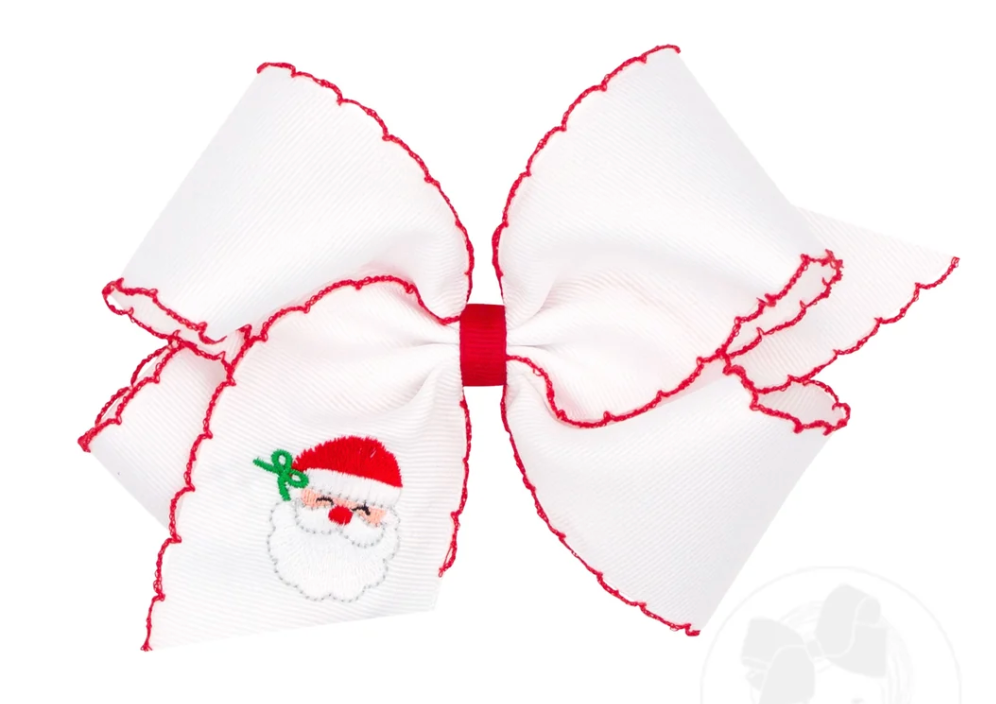 King Moonstitch Santa Embroidered Hair Bow