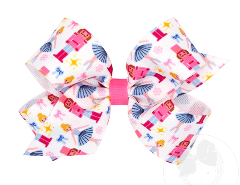 Medium Pink Nutcracker Print Bow