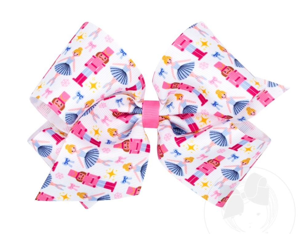 King Pink Nutcracker Print Bow