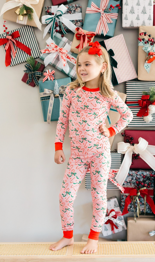 Candy Cane ribbons pj set
