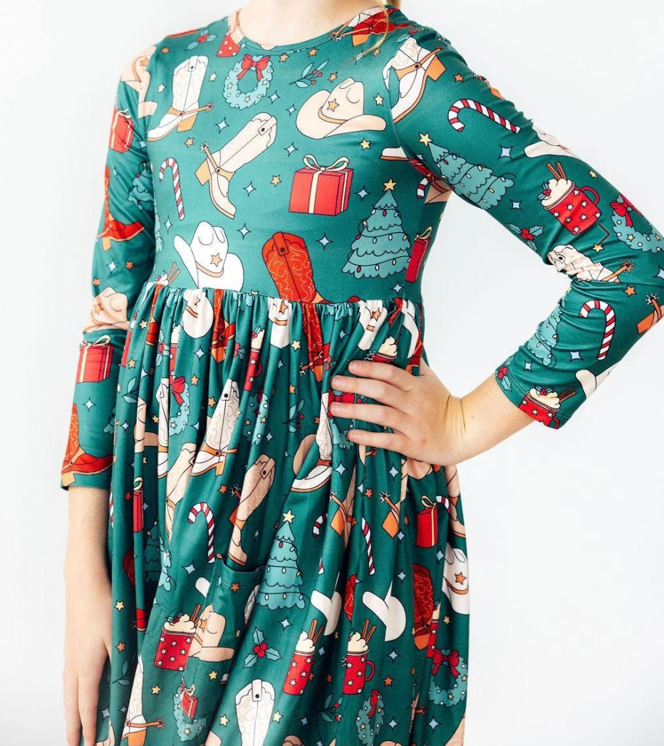 Western Wonderland L/S Pocket Twirl Dress