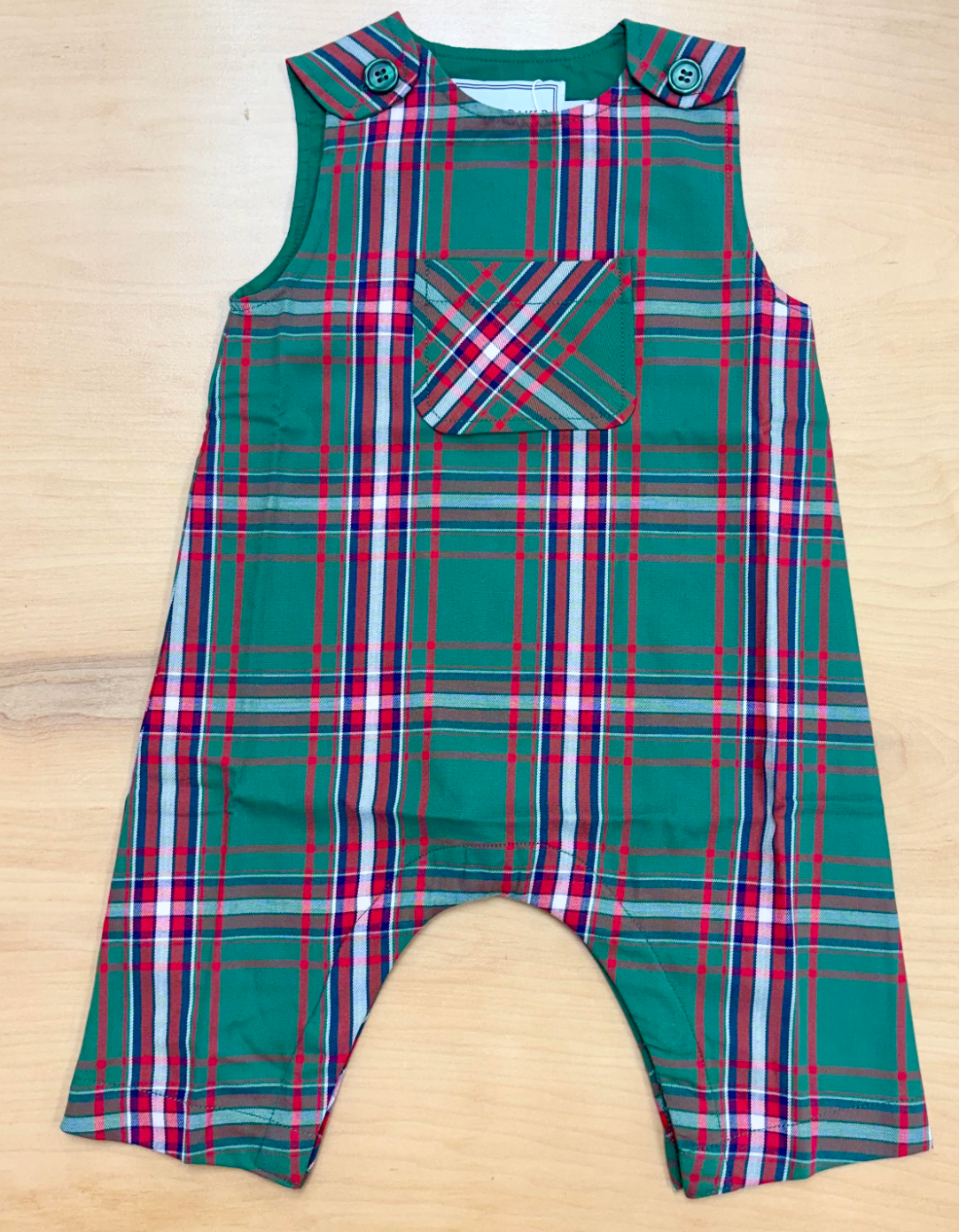 Brooks Romper Christmas Plaid - Green