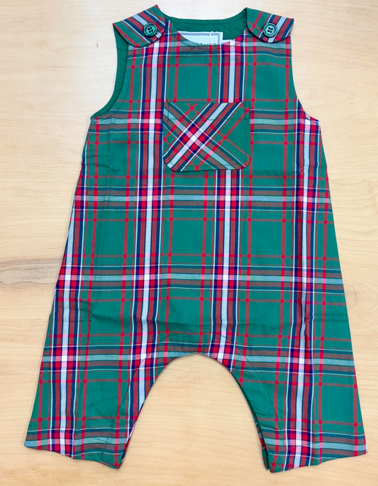 Brooks Romper Christmas Plaid - Green