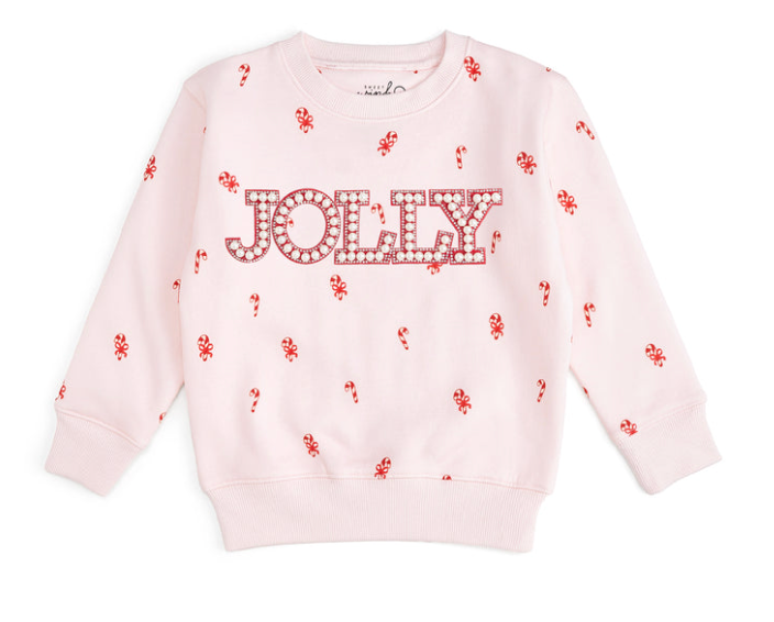 Jolly Pearl Patch Candy Cane Christmas Sweatshirt